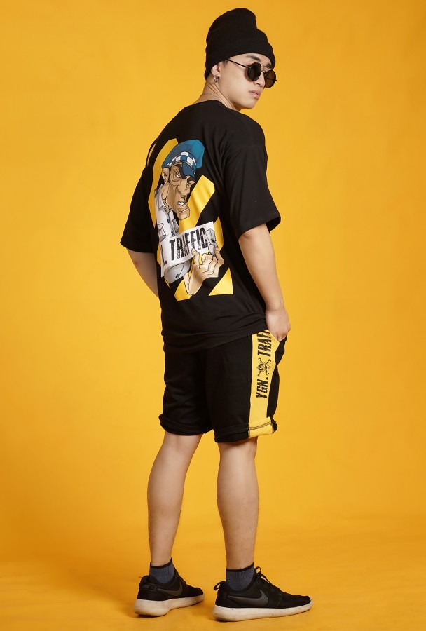 Ygn Traffic Police Oversized T-Shirt Boy (Black)